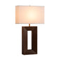 Julie Standing Table Lamp Ebony Wood Weathered Brass White Linen Shade 1010830B by Nova California