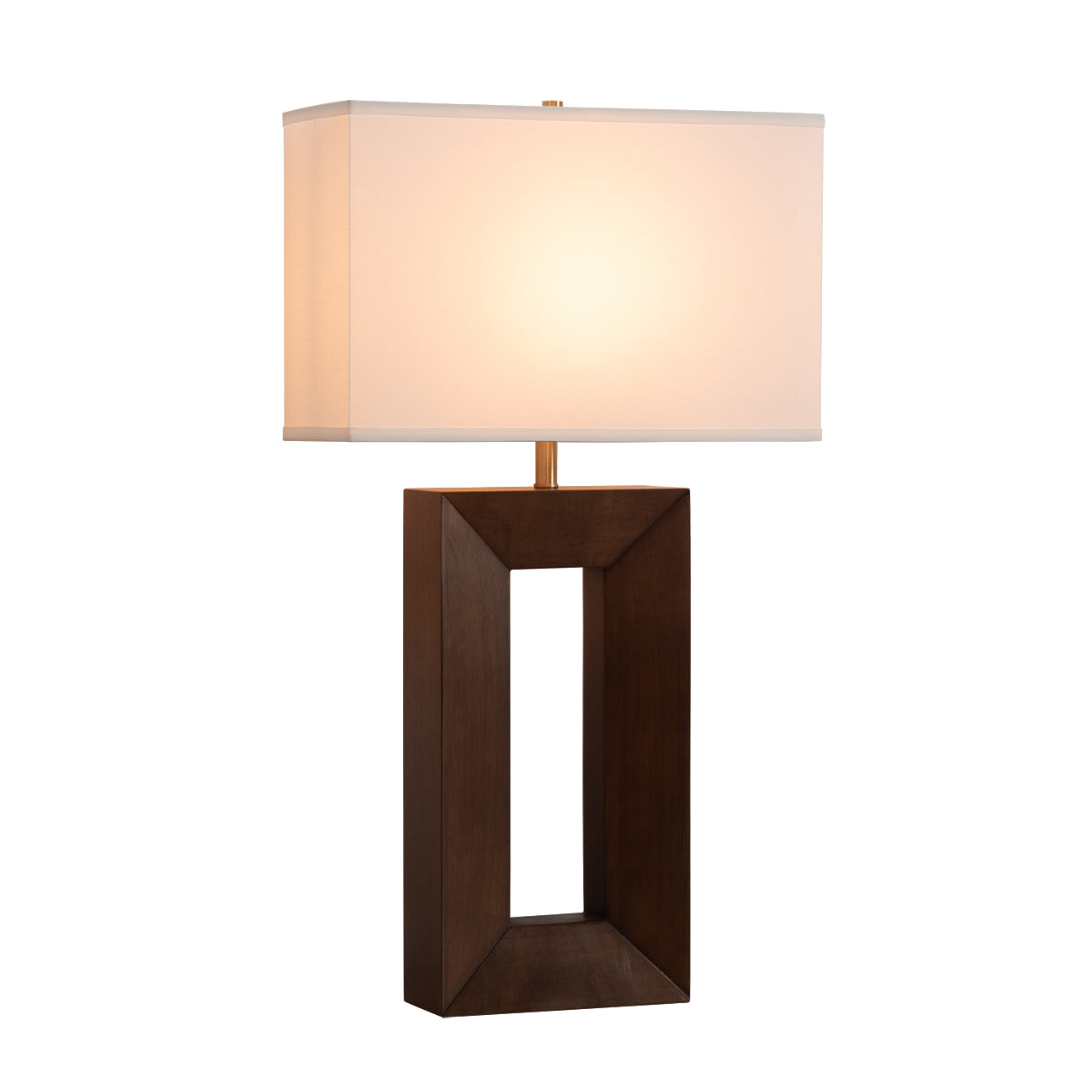 Julie Standing Table Lamp Ebony Wood Weathered Brass White Linen Shade 1010830B by Nova California