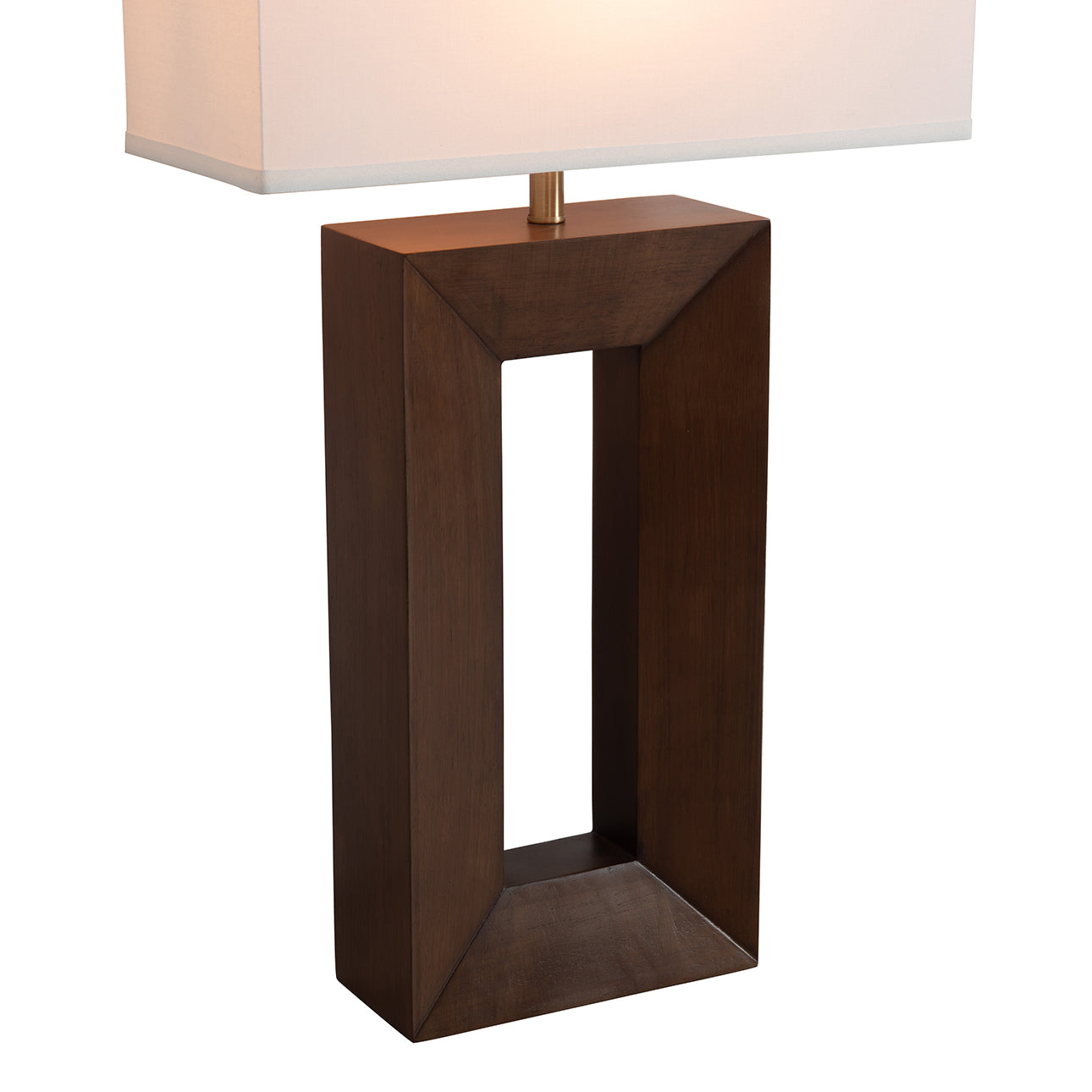 Julie Standing Table Lamp Ebony Wood Weathered Brass White Linen Shade 1010830B by Nova California