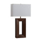 Julie Standing Table Lamp Ebony Wood Weathered Brass White Linen Shade 1010830B by Nova California