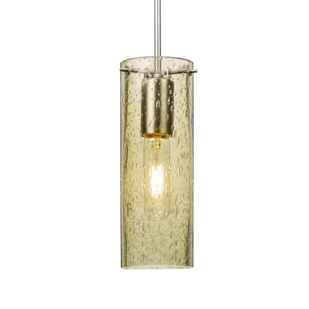 Besa Juni 10 gold glass pendant creating warm ambient lighting in a modern dining space