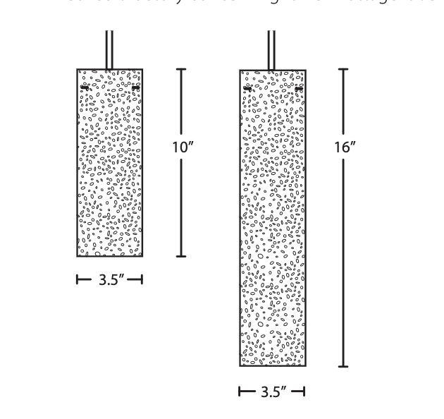 Besa Juni 10 glass shade dimensions with 3.5-inch diameter and 10-inch height illustration