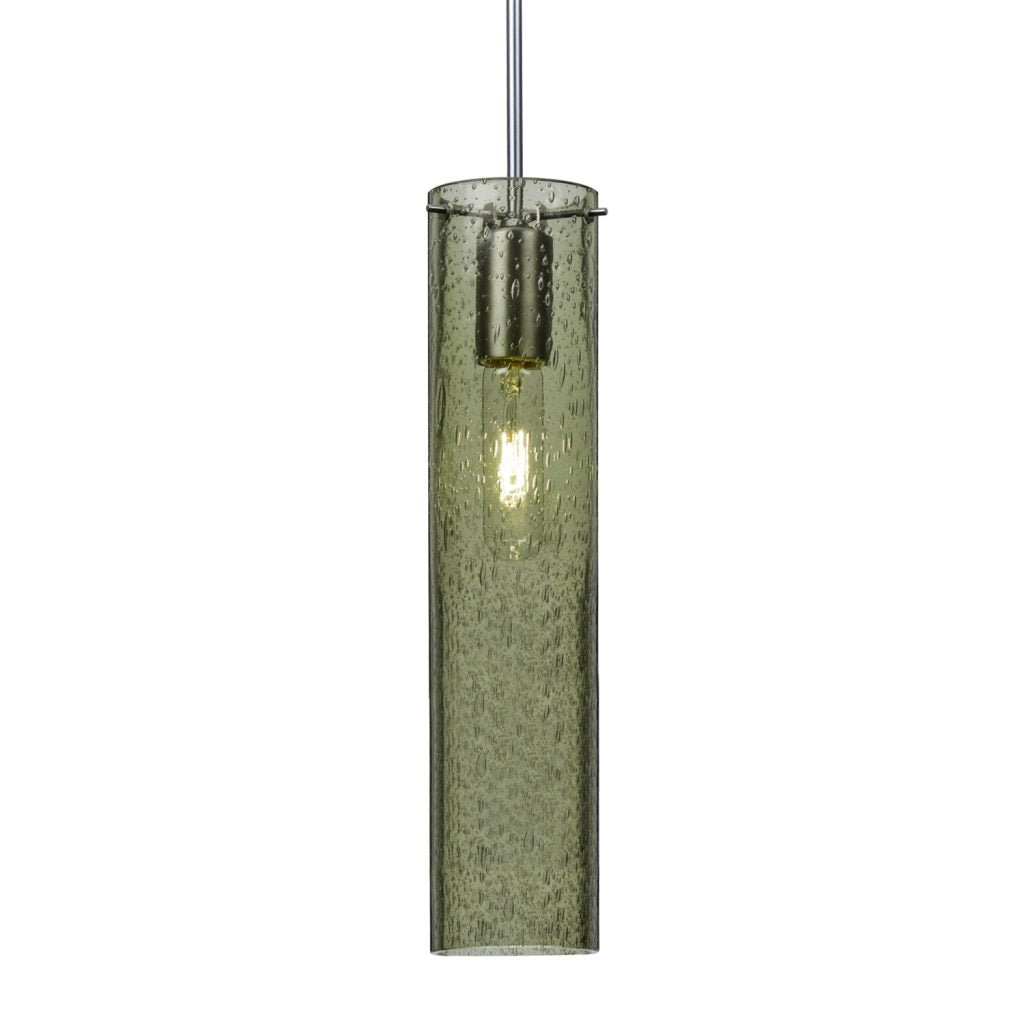 Modern Besa Juni 16 pendant light featuring a moss bubble glass cylinder
