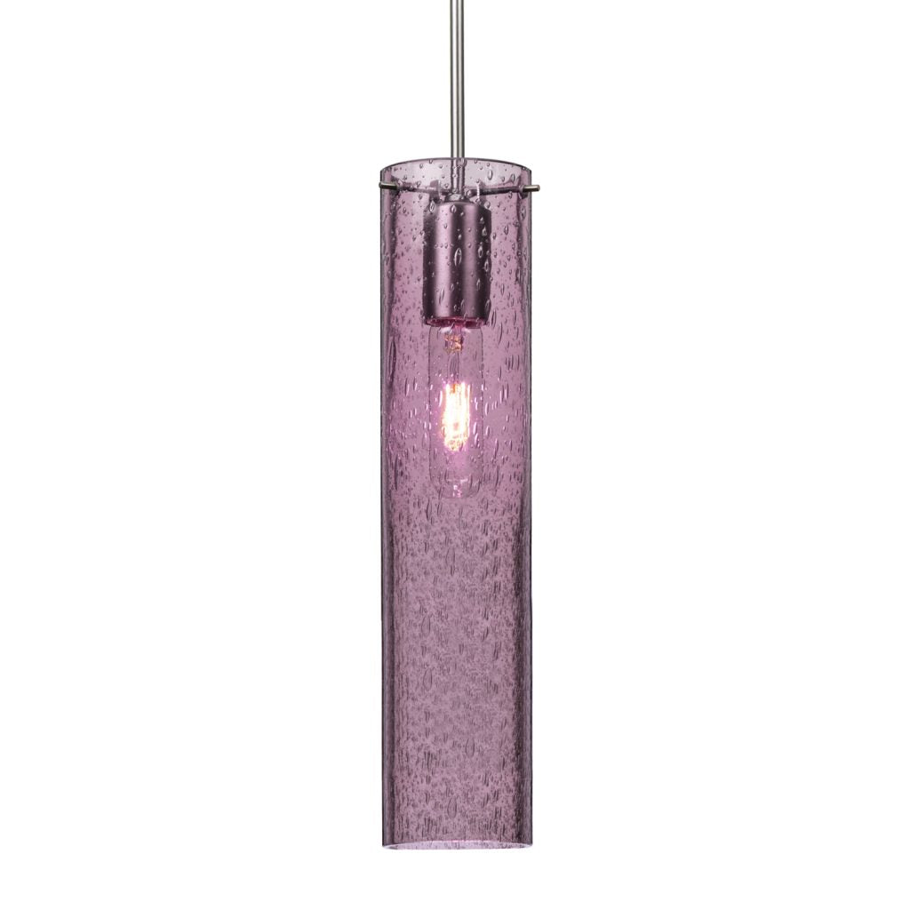 Handcrafted European plum bubble glass shade on Besa Lighting Juni 16 pendant