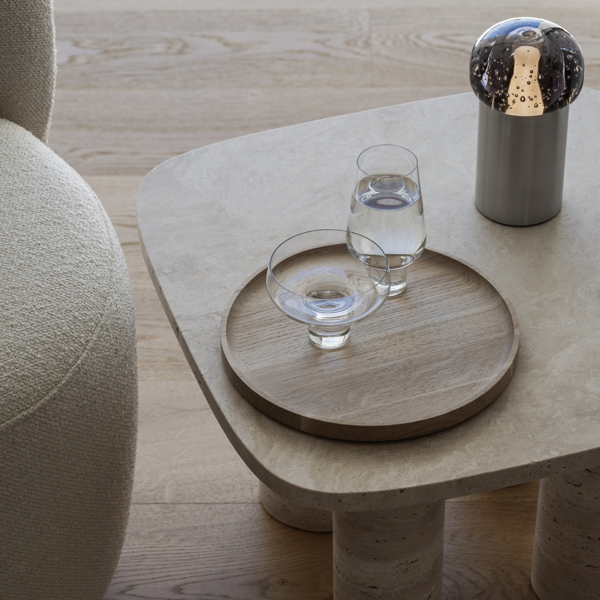 blomus OKU Round Solid Oak Tray, Natural or Black – OKU round tray styled with blomus KOYOI and IRIS