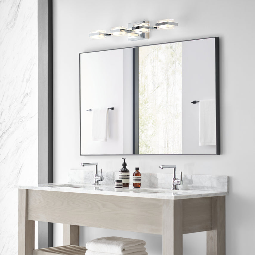 4 Bulb Chrome Bath Bar Kamden by Visual & Comfort & Co