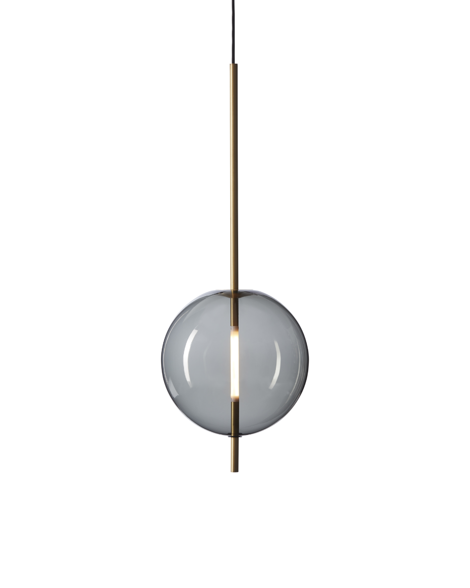 Pholc Kandinsky smoked glass pendant by Broberg & Ridderstråle – Kandinsky 30 (11.8 in) Smoked Grey and Brass, second view