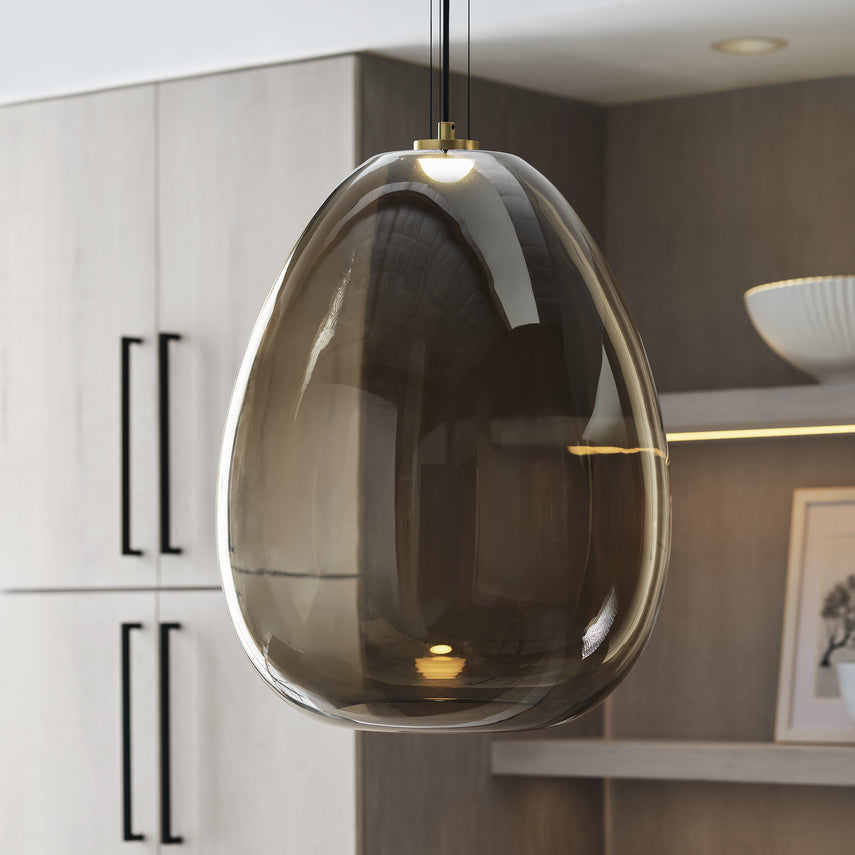 Kapoor Large Pendant Clear Smoke Opal Glass LED by Visual & Comfort & Co