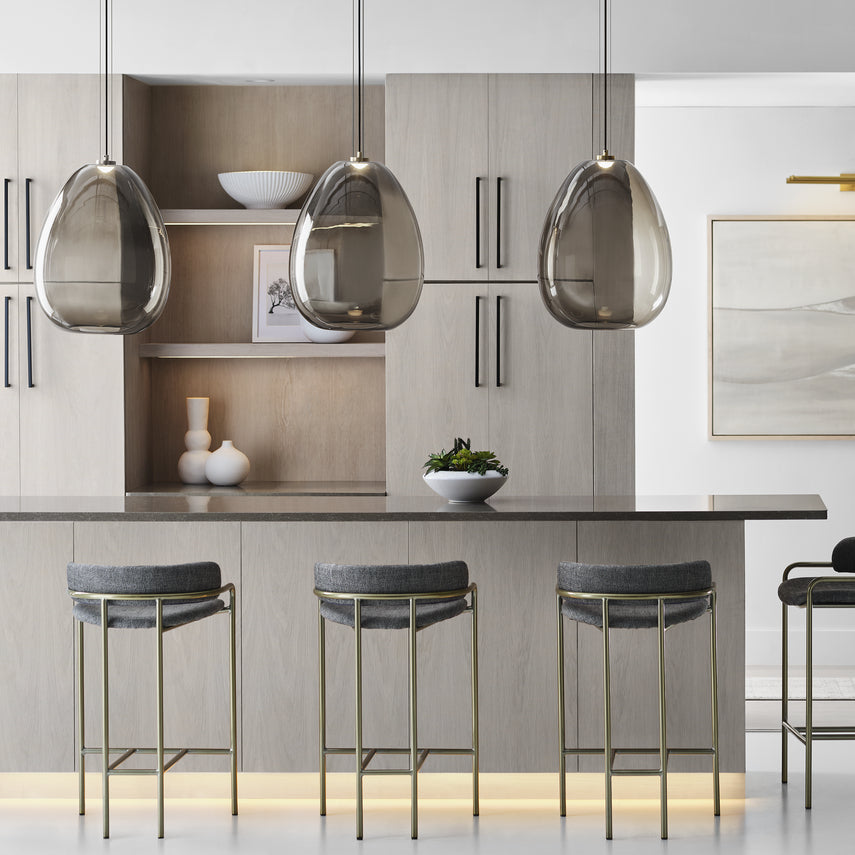 Kapoor Large Pendant Clear Smoke Opal Glass LED by Visual & Comfort & Co