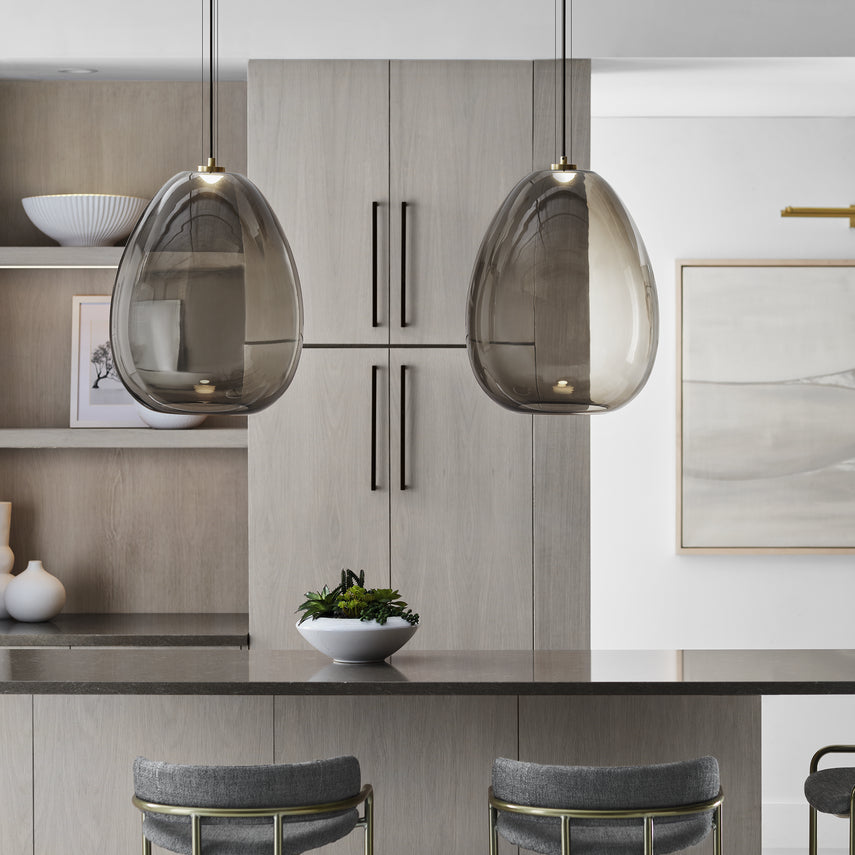 Kapoor Large Pendant Clear Smoke Opal Glass LED by Visual & Comfort & Co
