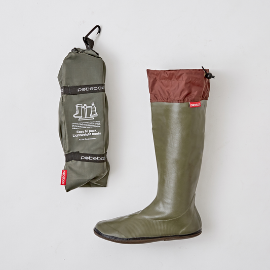 Pokeboo Packable Rubber Rain Boots in Khaki – packable rain boots, photo 1