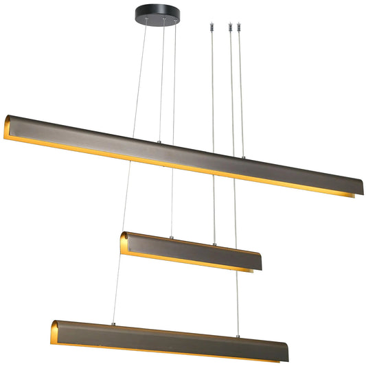 Khydeacc 3 Light Modern LED Linear Chandelier With Gold Accents - LNC Home