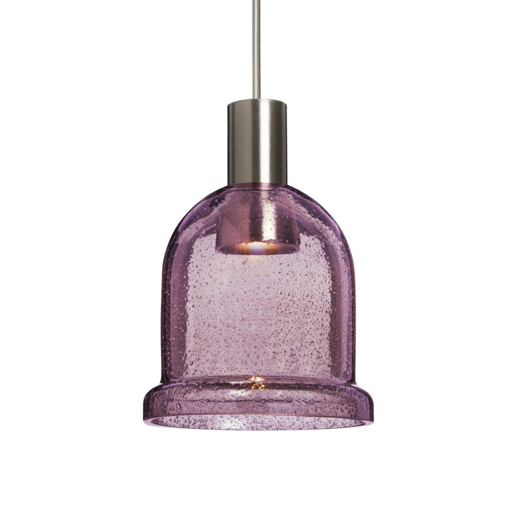 Besa Lighting Kiba LED Mini Pendant with Artisan Plum Bubble Glass Shade