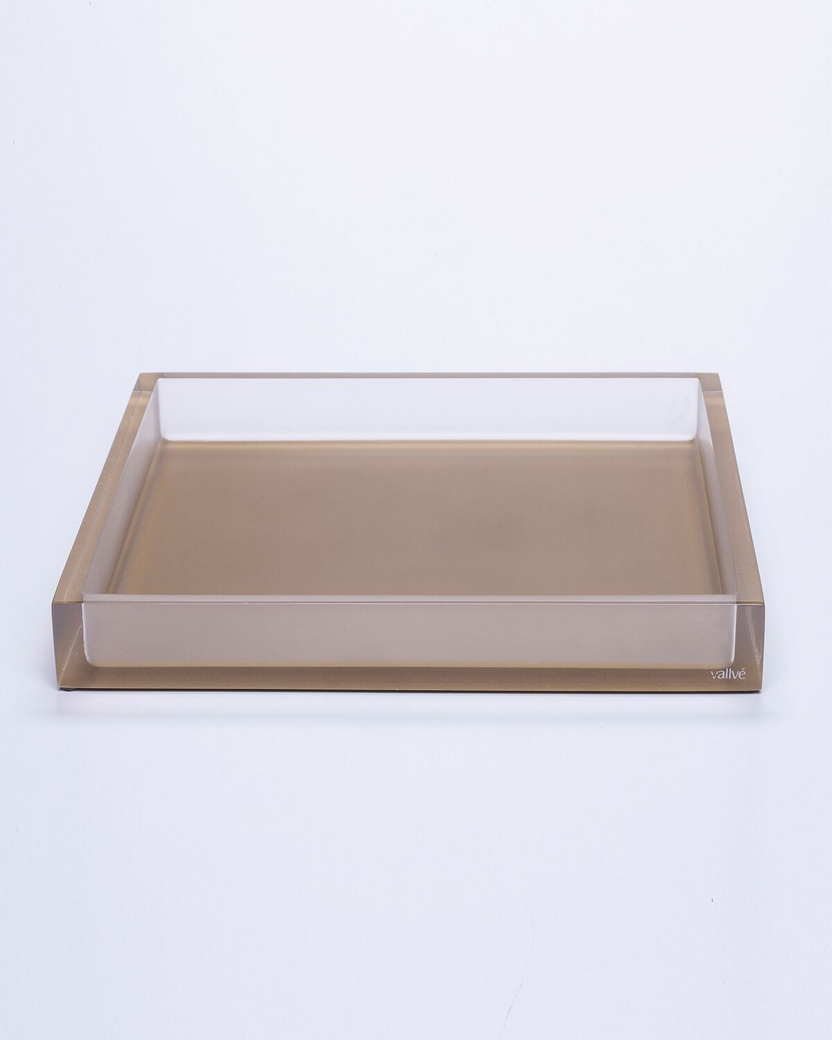 Vallvé Square large tray in clear resin and gold – photo 3