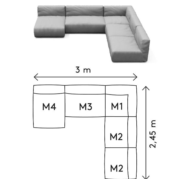 blomus Grow Outdoor Patio Sectional Sofa Combination H