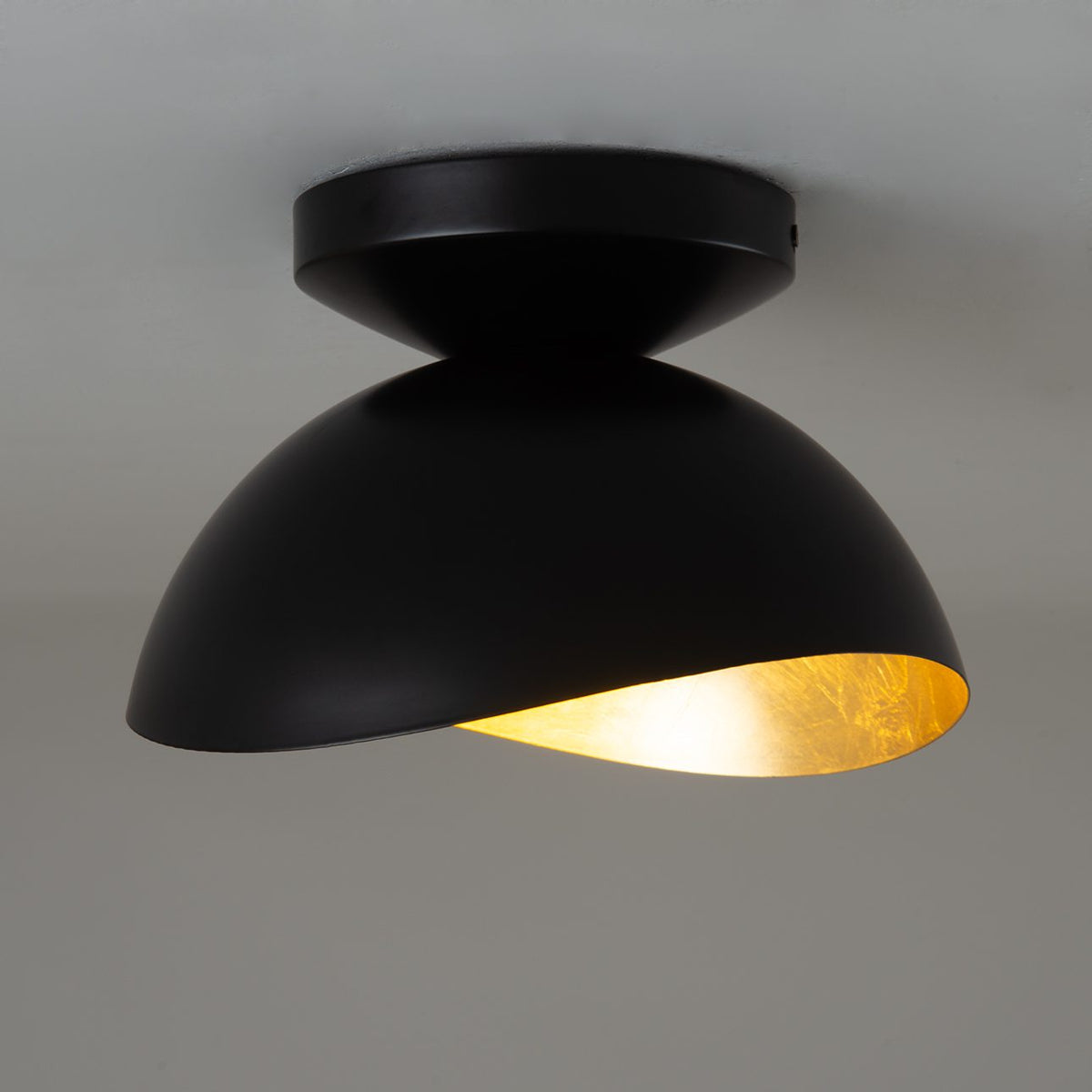 Luna Bella Flush Mount, Matte Black and Gold Leaf by Nova of California, Default – view 2