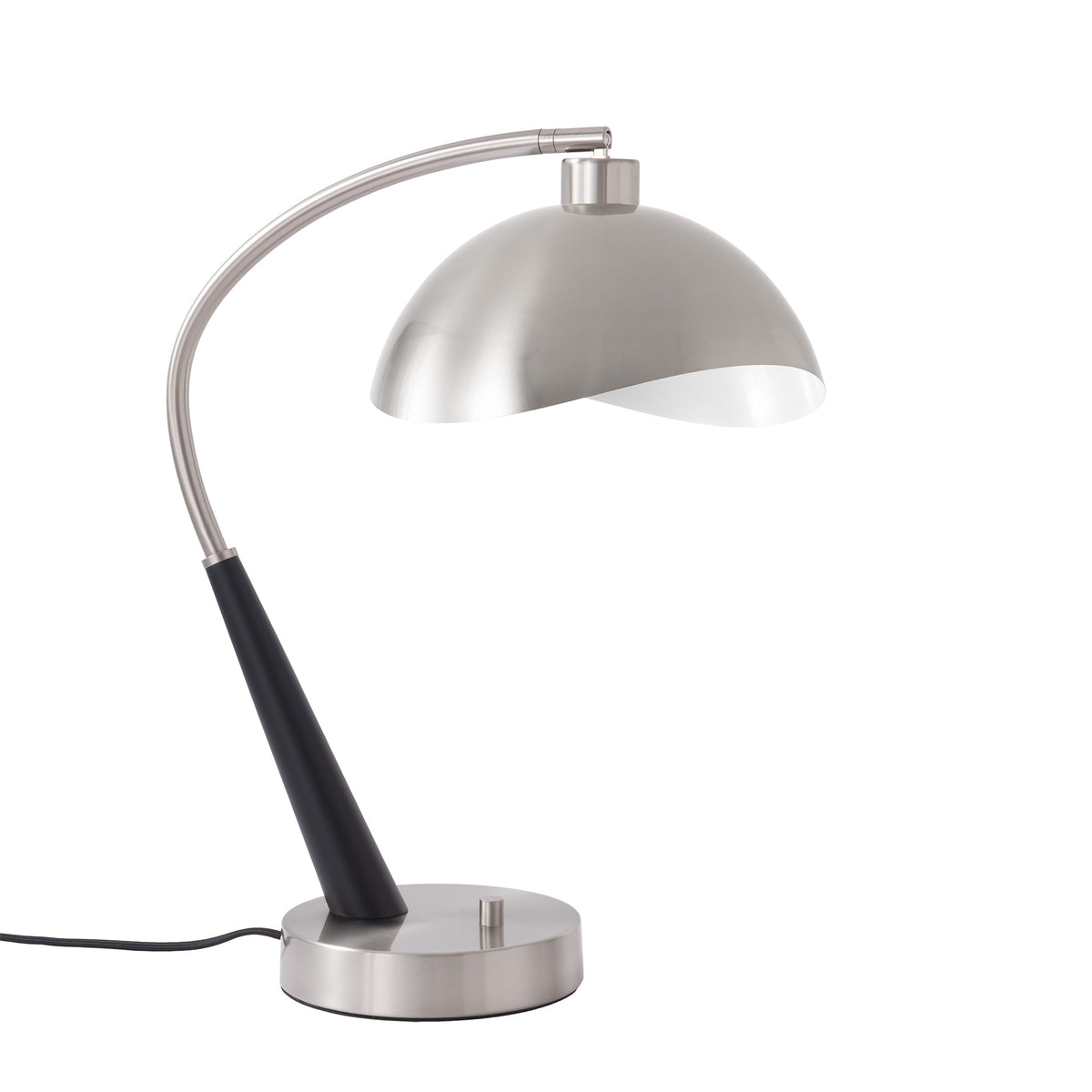Luna Bella Boomerang Table Lamp by Nova of California, Satin Nickel/White – view 7