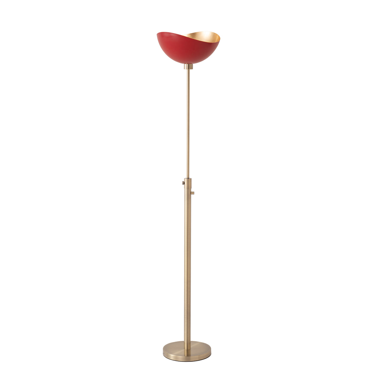 Luna Bella Torchiere Lamp by Nova of California, Red Gold shade, Weathered Brass base – view 9