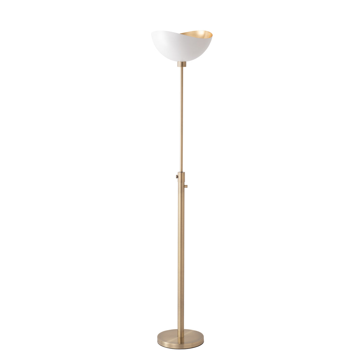 Luna Bella Torchiere Lamp by Nova of California, White Gold shade, Weathered Brass base – view 8