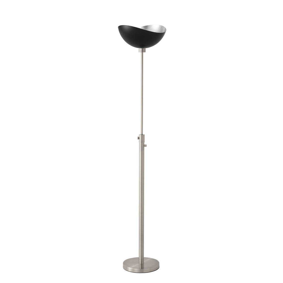 Luna Bella Torchiere Lamp by Nova of California, Matte Black/Silver shade, Satin Nickel base – view 2