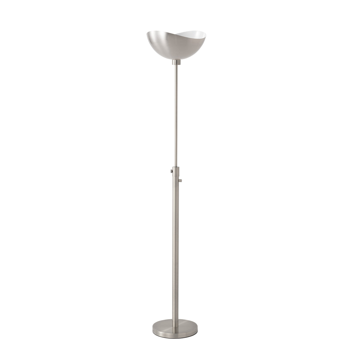 Luna Bella Torchiere Lamp by Nova of California, Satin Nickel/White shade, Satin Nickel base – view 1