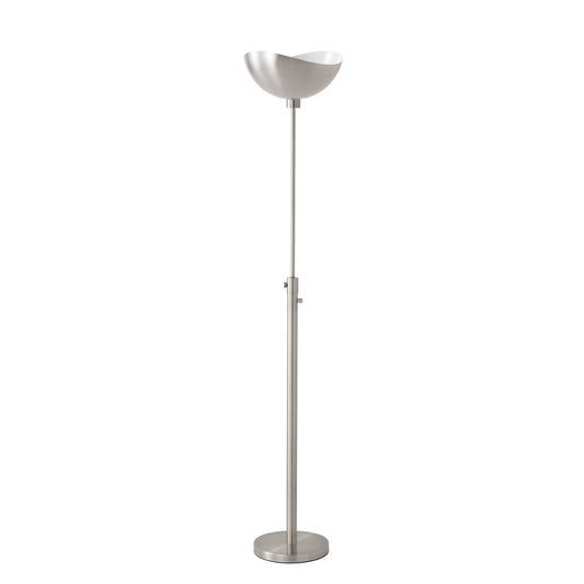 Luna Bella Torchiere Lamp by Nova of California, Satin Nickel/White shade, Satin Nickel base – view 1