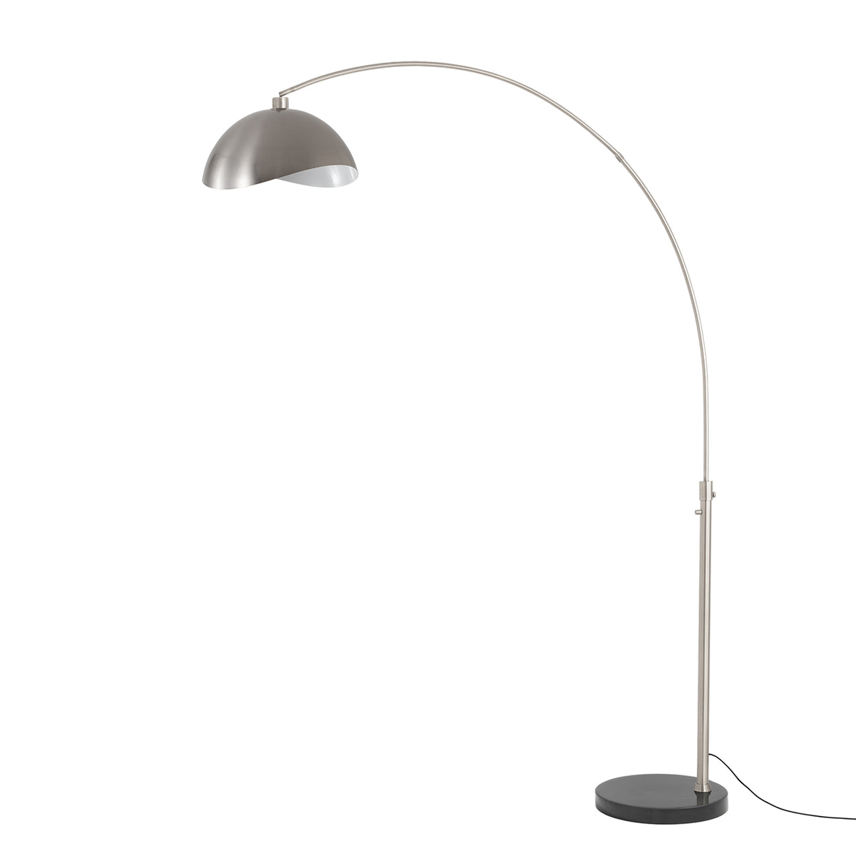 Luna Bella 92" Arc Lamp by Nova of California, Satin Nickel/White shade, Satin Nickel body, Black base – view 15