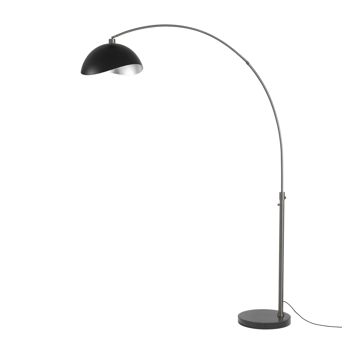 Luna Bella 92" Arc Lamp by Nova of California, Matte Black/Silver shade, Black Nickel body, Black base – view 11
