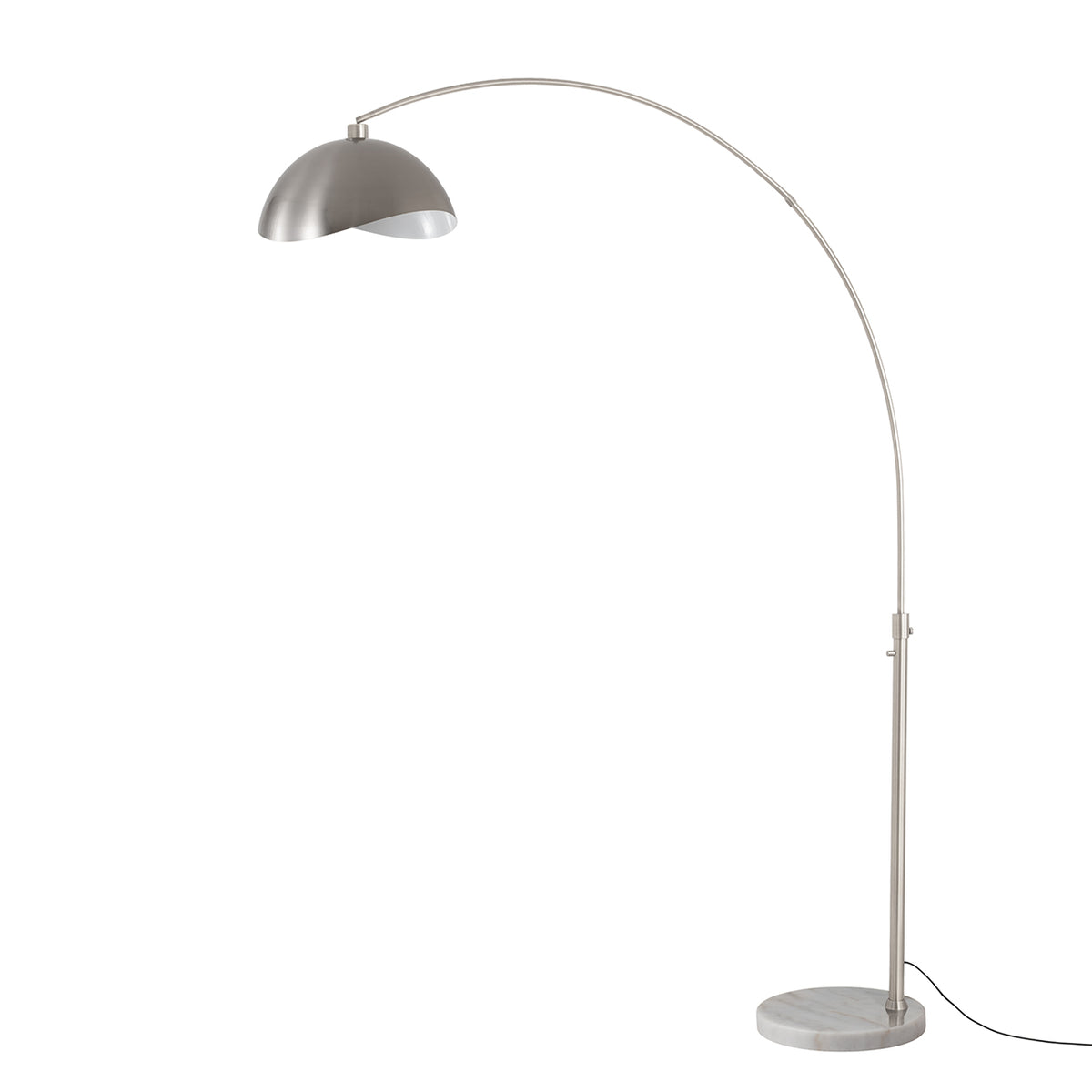 Luna Bella 92" Arc Lamp by Nova of California, Satin Nickel/White shade, Satin Nickel body, White base – view 20