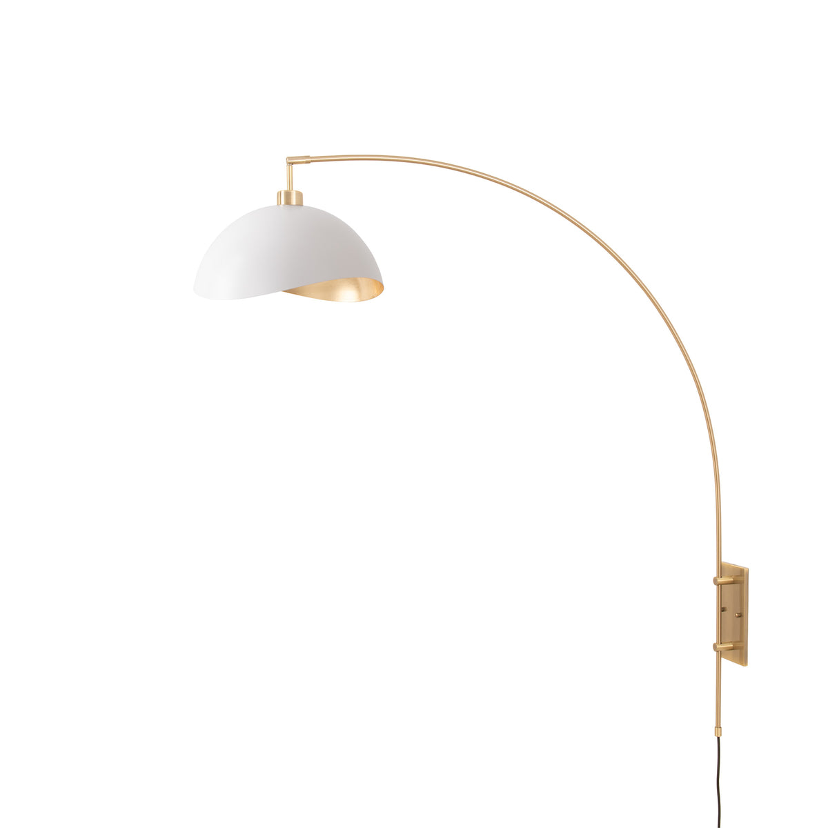 Luna Bella Wall-Mounted Arc Lamp by Nova of California, White/Gold shade, Weathered Brass body – view 11