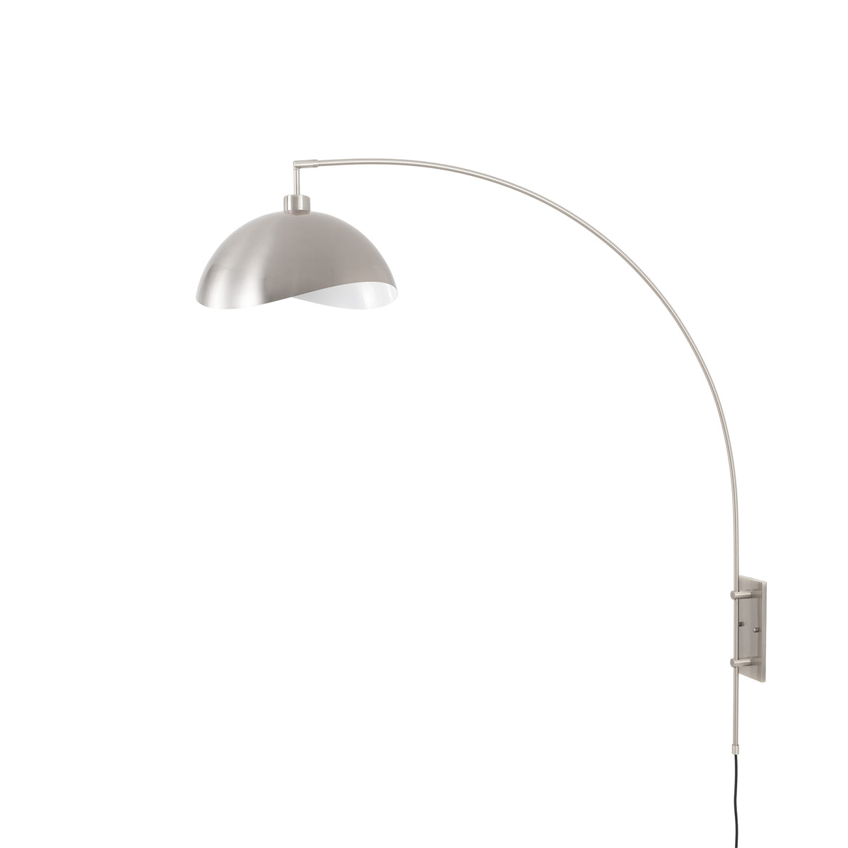 Luna Bella Wall-Mounted Arc Lamp by Nova of California, Satin Nickel/White shade, Satin Nickel body – view 10