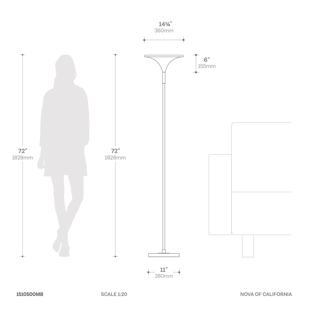 Lodi Torchiere Floor Lamp by Nova of California – view 6