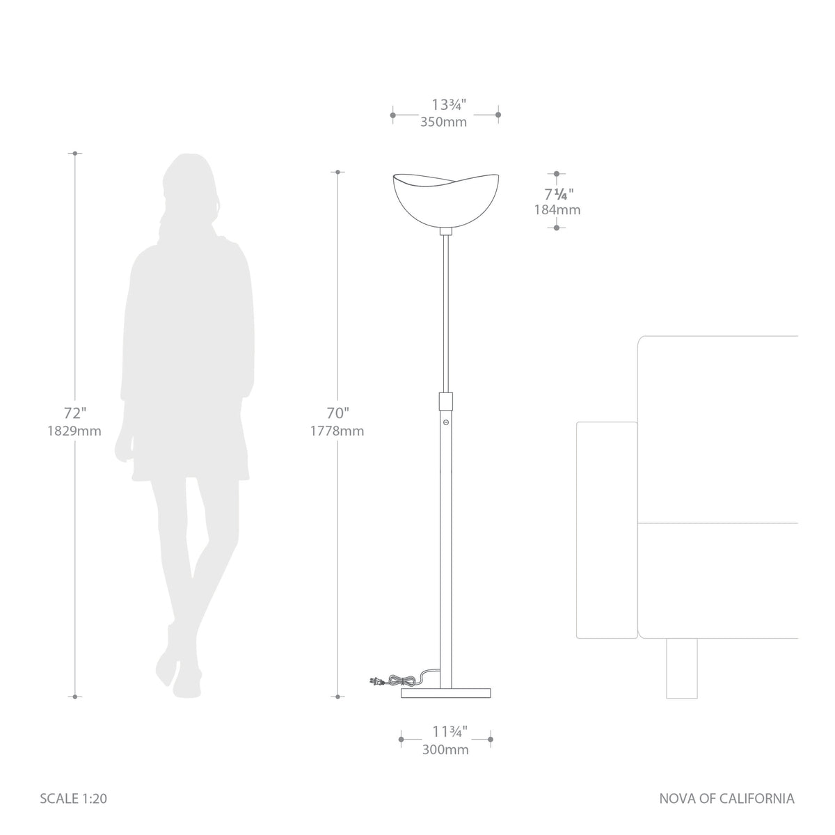 Luna Bella Torchiere Lamp by Nova of California – view 6