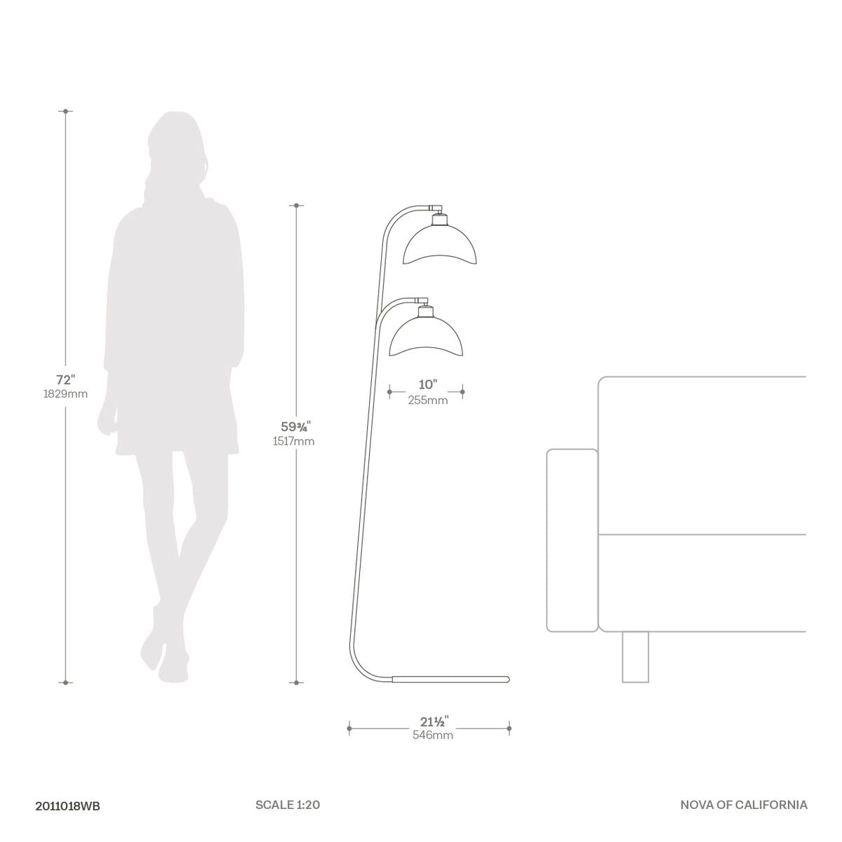 Luna Bella Duo Floor Lamp by Nova of California – view 6