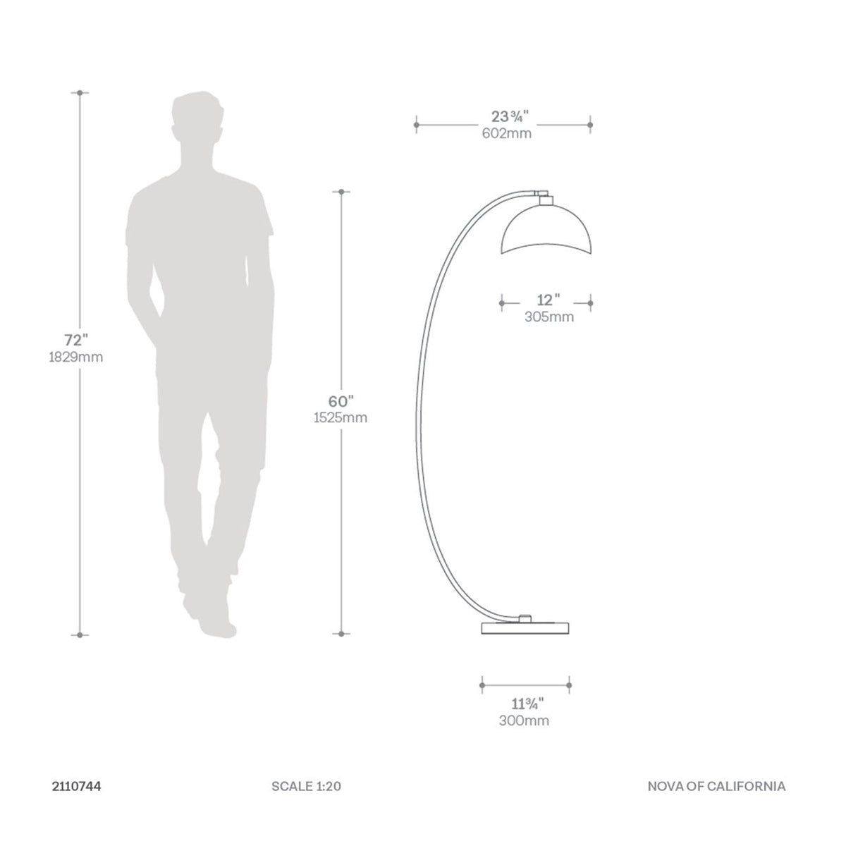 Luna Bella Chairside Arc Floor Lamp by Nova of California – view 9