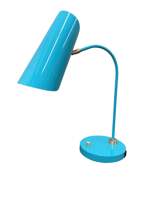 House of Troy Logan Adjustable Table Lamp with USB Port in Azure/Satin Brass