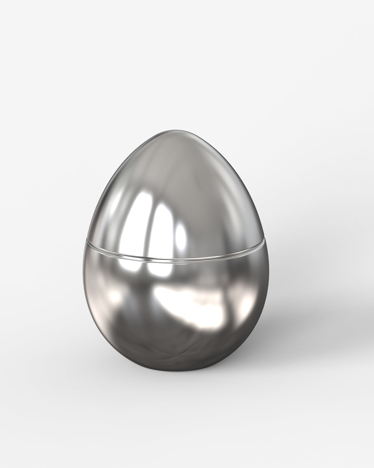 Bois de Russie mini ceramic egg candle by Ladenac Milano, Silver mini egg, side view