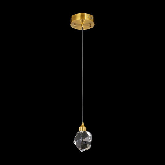 Rock Crystal Pendant 1-Light in Antique Brass LD6105AB by StarFire Crystal