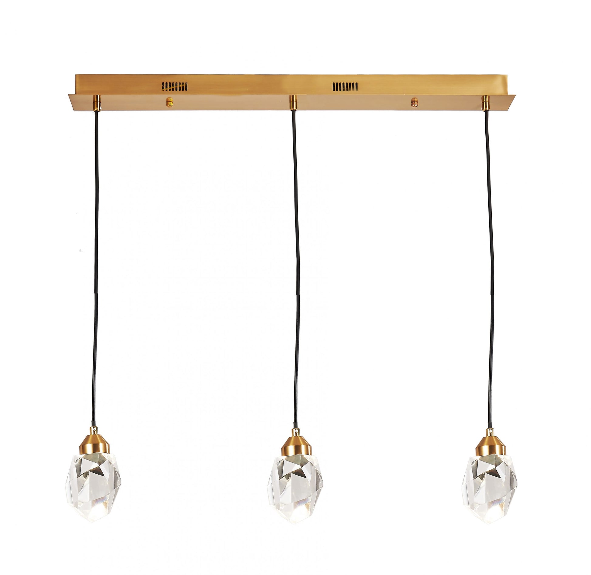 Rock Crystal Pendant 3-Light in Antique Brass LD6108AB by StarFire Crystal
