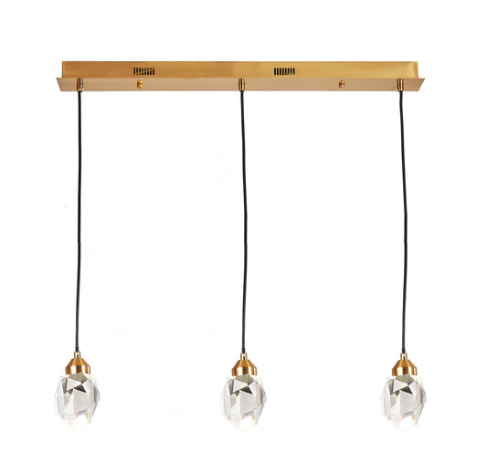 Rock Crystal Pendant 3-Light in Antique Brass LD6108AB by StarFire Crystal