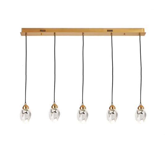 Rock Crystal Pendant 5-Light in Antique Brass LD6109AB by StarFire Crystal