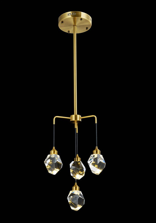Rock Crystal Pendant 4-Light in Antique Brass LD6115AB by StarFire Crystal
