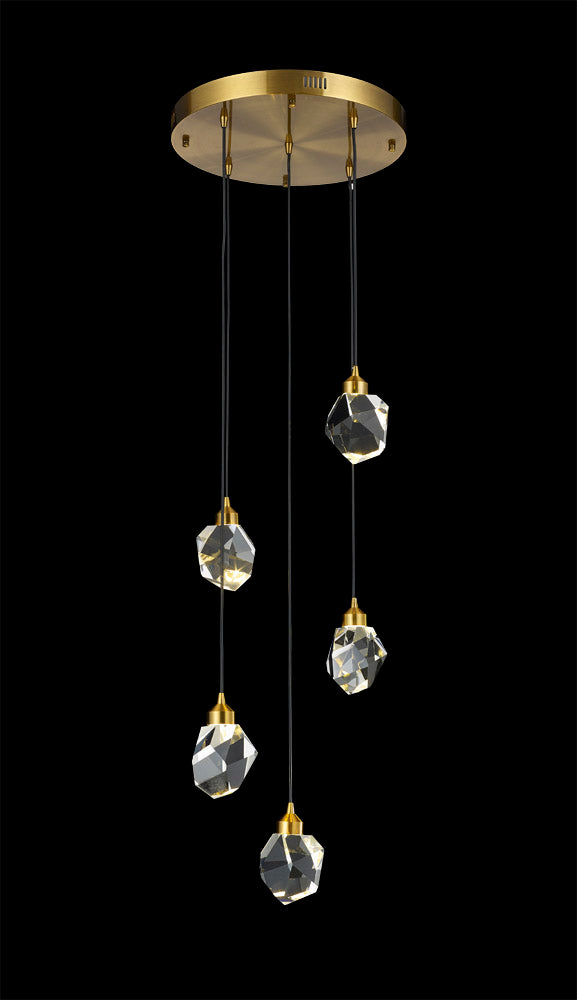 Rock Crystal Flushmount 5-Light in Antique Brass LD6117AB by StarFire Crystal