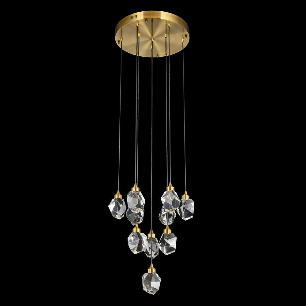 Rock Crystal Chandelier 10-Light in Antique Brass LD6118AB by StarFire Crystal