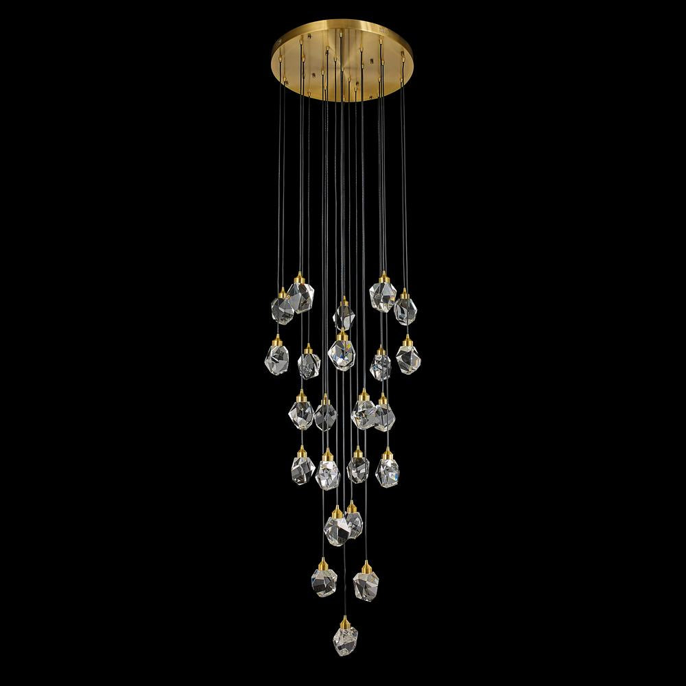 Rock Crystal Chandelier 23-Light in Antique Brass LD6124AB by StarFire Crystal