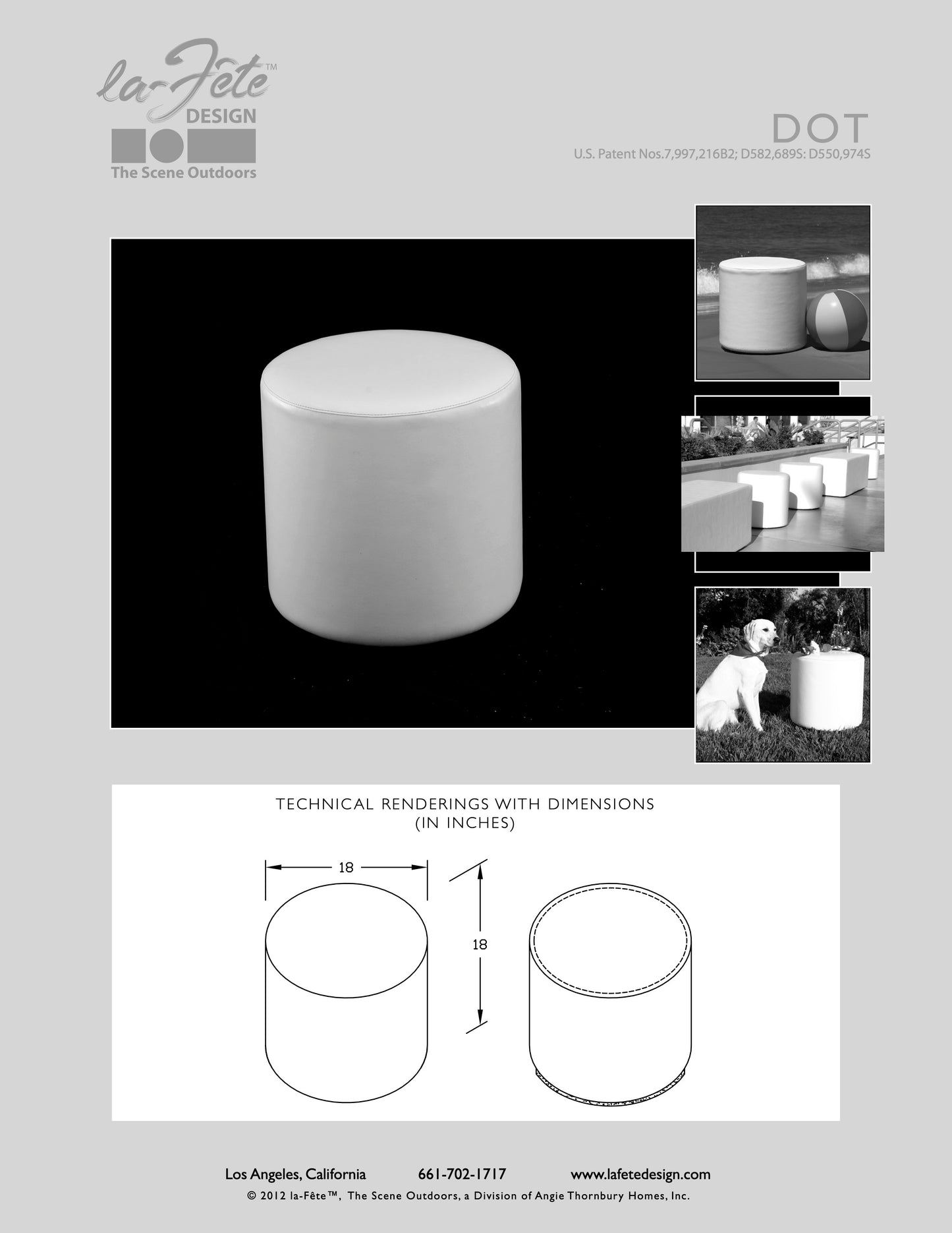 La-Fete Dot Cylinder Ottoman - Sleek & Versatile Furniture Piece