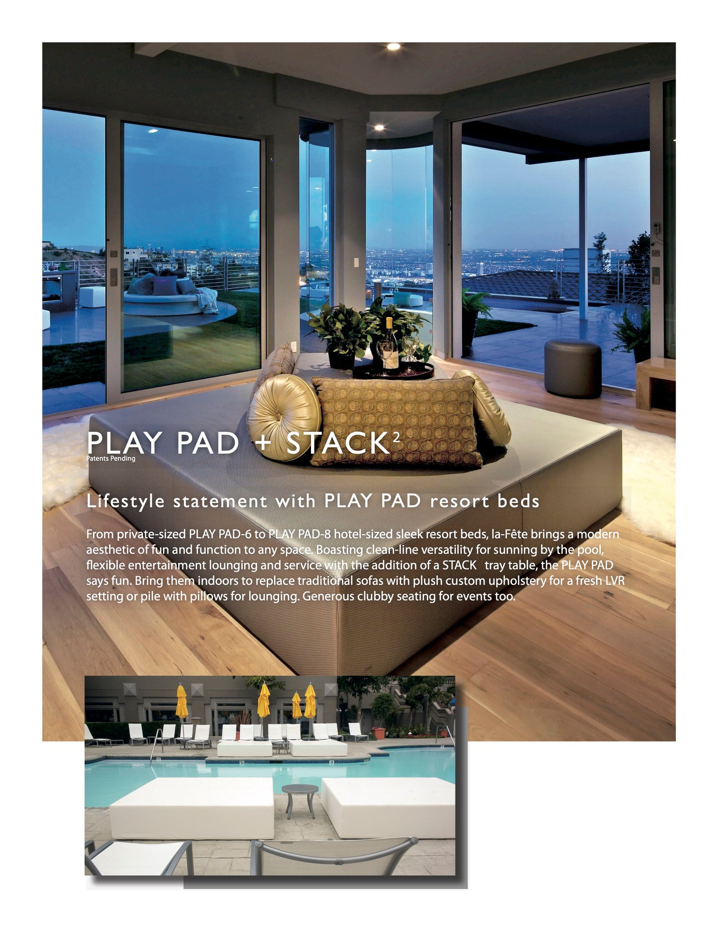 La-Fete Design Playpad 8-Foot Square Resort Bed