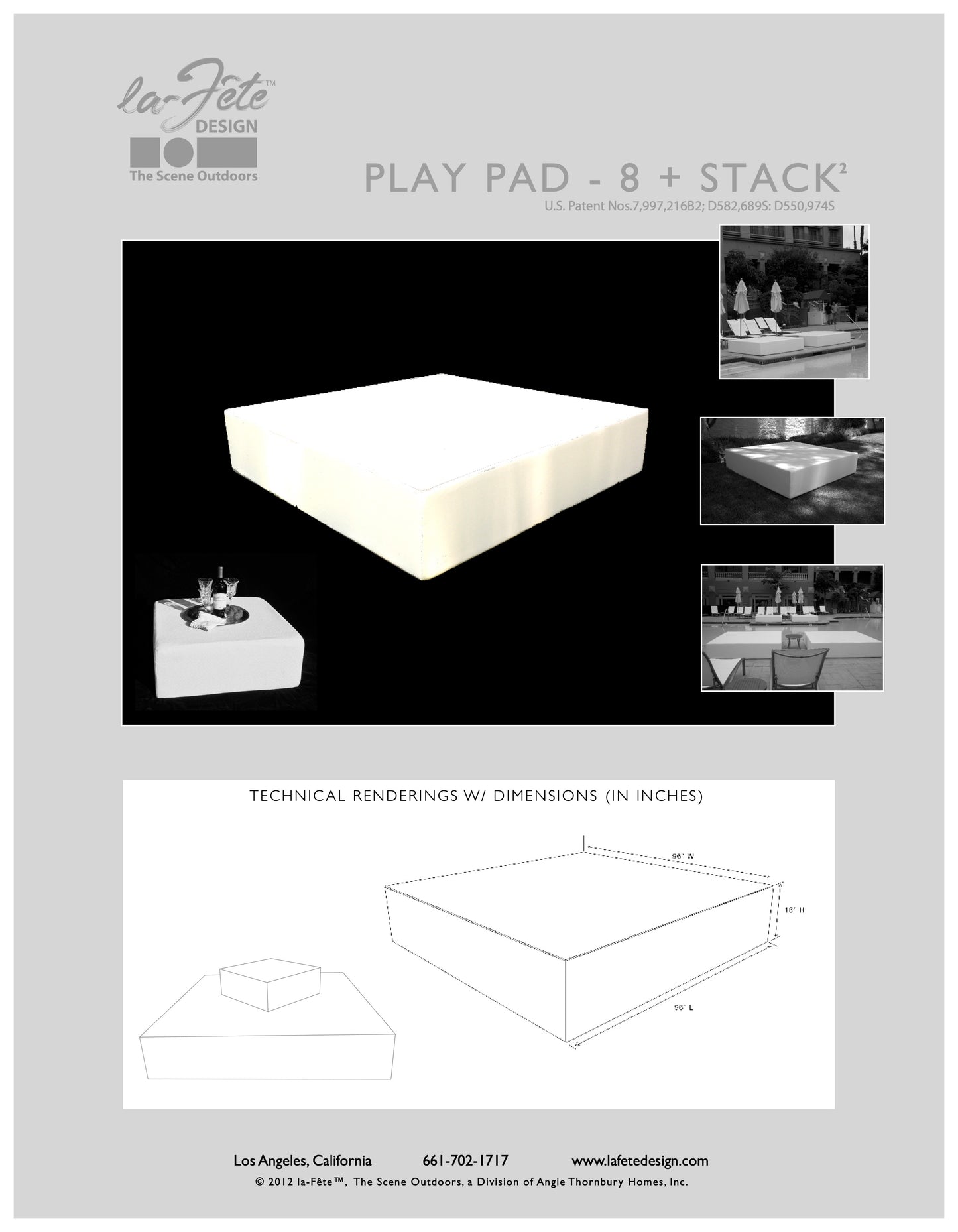 La Fete Design Furniture Playpad 8 Foot Square Resort Bed at MetropolitanDecor.com