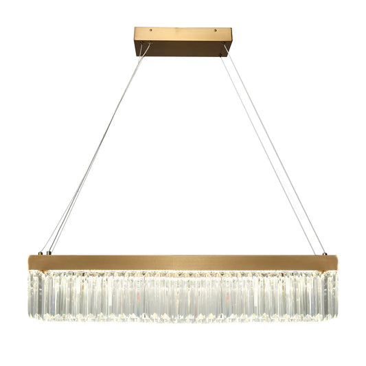 Labradorite 31 5 Modern Rectangle LED Crystal Pendant Brass Finishlabradorite 31 Inch Rectangle Crystal Pendant - LNC Home
