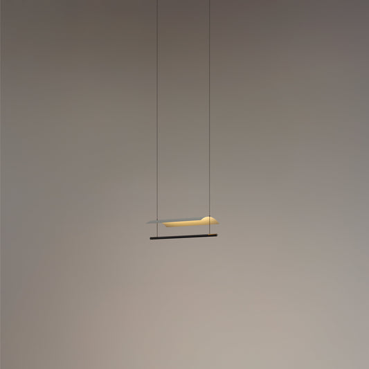 White grey Lámina 45 pendant light with matte black metal structure